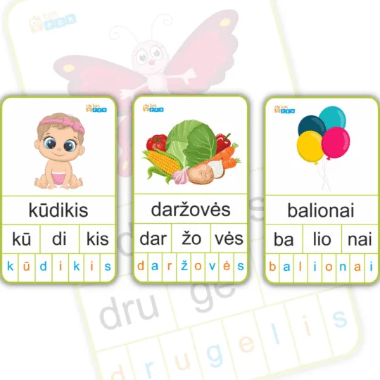 Skaitymo-korteles-triskiemeniai-zodziai