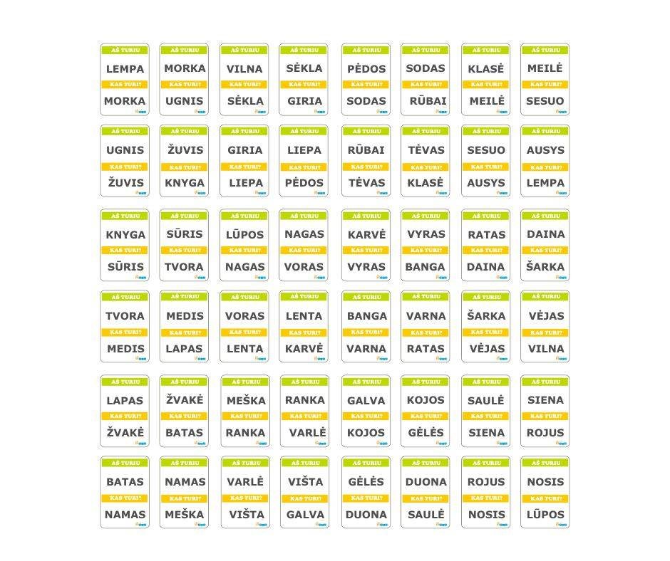 zodziai-is-5-raidziu-korteles