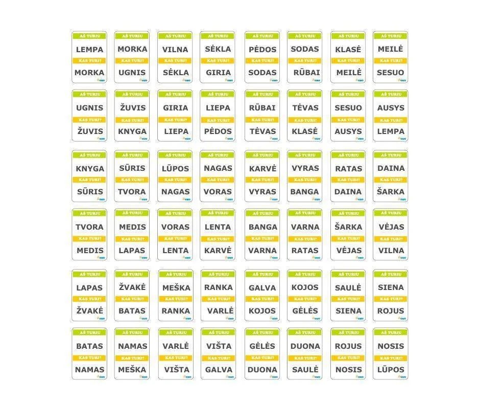zodziai-is-5-raidziu-korteles